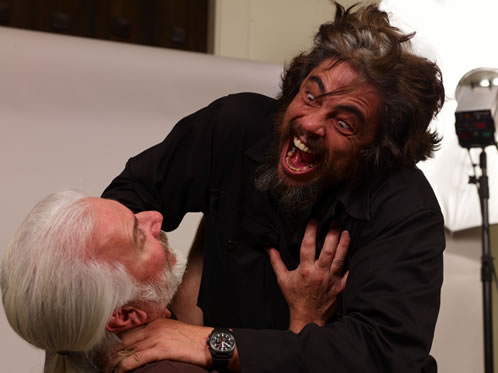 Rick Baker y Benicio del Toro hace tres meses... foto homenaje al Hombre Lobo de Lon Chaney Jr. sin maquillaje!